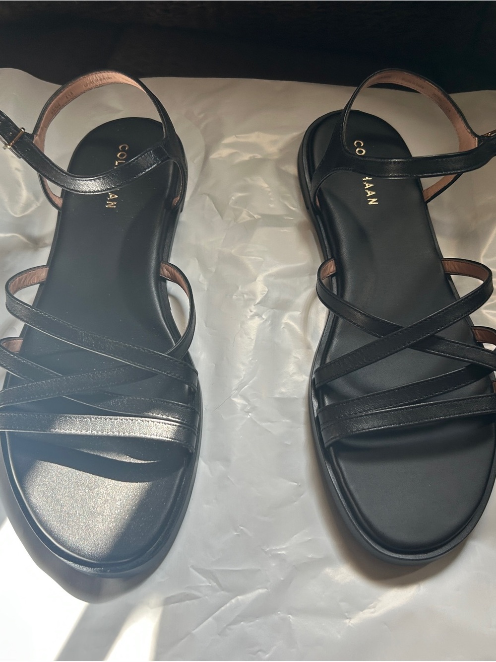 Cole Haan Black Leather Multi-Strap Sandals Brand New - Picture 2 of 5